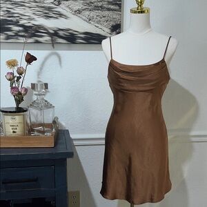 Chic Brown Mini Slip Dress